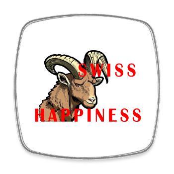 Steinbock Swiss Happiness - Viereckiger Kühlschrankmagnet - Weiß - Vorne