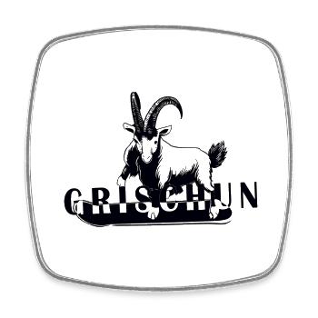 Grischun Steinbock Snowboard - Viereckiger Kühlschrankmagnet - Weiß - Vorne