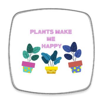 Plants make me happy - Square fridge magnet - white - Front