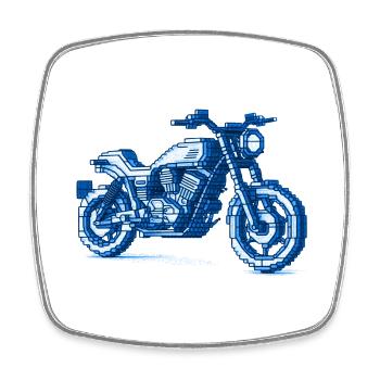 8 Bit Naked Bike Motorcycle for Bikers and Bikers - Square fridge magnet - white - Front