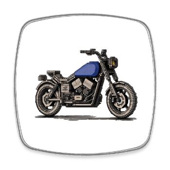 Chopper als Oldtimer Motorrad in Pixelart - Viereckiger Kühlschrankmagnet - Weiß - Vorne