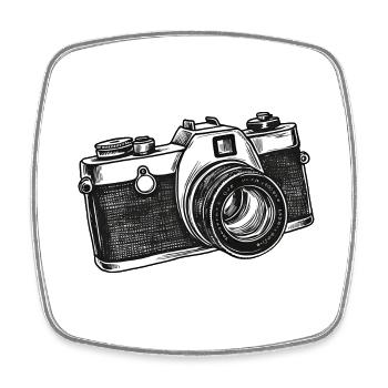 Camera, Vintage Camera, Old Camera, Old - Square fridge magnet - white - Front