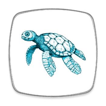 Beautiful sea turtle in blue - Square fridge magnet - white - Front