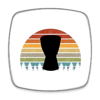 Djembe Player Schlagzeuger Musik Schlagzeug Vintage Retro - Viereckiger Kühlschrankmagnet - Weiß - Vorne