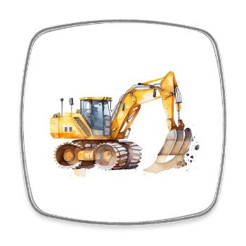 Bagger - Viereckiger Kühlschrankmagnet - Weiß - Vorne