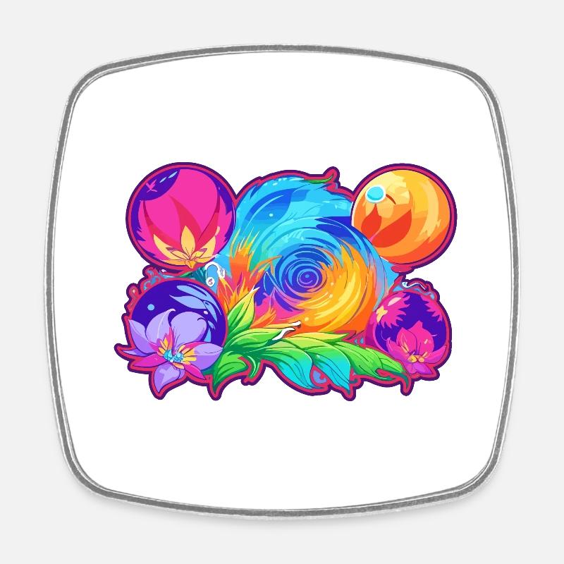 Hypnotic colors - Square fridge magnet - white