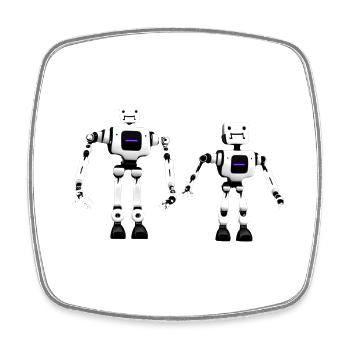 Robot Friends Blanc - Magnet carré - blanc - Devant