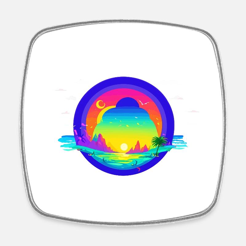Plage au coucher du soleil - Magnet carré - blanc