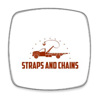 Flatbedders Do It With Straps And Chains Tow Truck - Viereckiger Kühlschrankmagnet - Weiß - Vorne