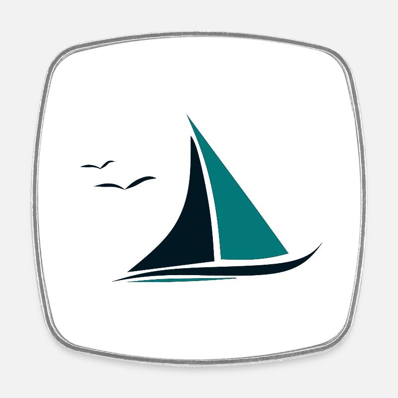 Sailboat, Seagulls,Sea, Sailing - Square fridge magnet - white