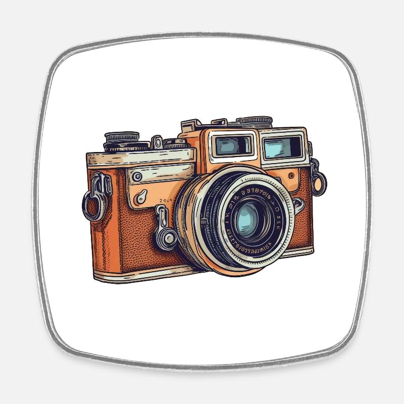 Vintage Camera - Square fridge magnet - white
