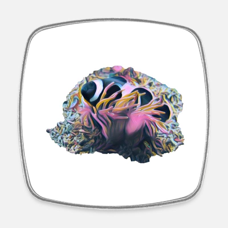 Clownfisch - Viereckiger Kühlschrankmagnet - Weiß