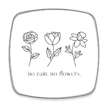 no rain no flowers - Viereckiger Kühlschrankmagnet - Weiß - Vorne