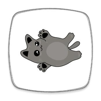 cute grey baby cat - Square fridge magnet - white - Front