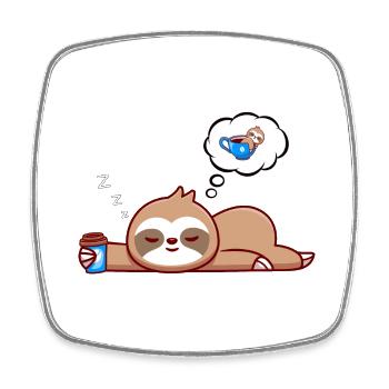 Sloth Dreams, Coffee - Square fridge magnet - white - Front