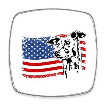 Greyhound Amerika Fahne Windhund Hunde Wilsigns - Viereckiger Kühlschrankmagnet - Weiß - Vorne