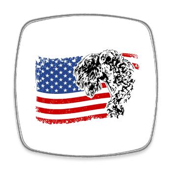 Kerry Blue Terrier Amerika Fahne Hunde Wilsigns - Viereckiger Kühlschrankmagnet - Weiß - Vorne