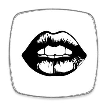 Lips, mouth, kissing lips - Square fridge magnet - white - Front