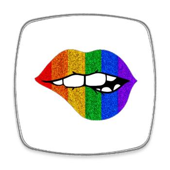 LGBTQ+ LIPS BITING PRIDE - Square fridge magnet - white - Front