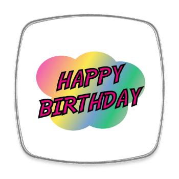 HAPPY BIRTHDAY. HAPPY BIRTHDAY. ANNIVERSARY. - Square fridge magnet - white - Front