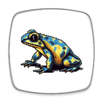 Farbenfroher Retro Pixel Pfeilgiftfrosch in 8 Bit - Viereckiger Kühlschrankmagnet - Weiß - Vorne
