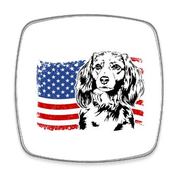 Nederlandse Kooikerhondje Amerika Flag Dogs - Magnet carré - blanc - Devant