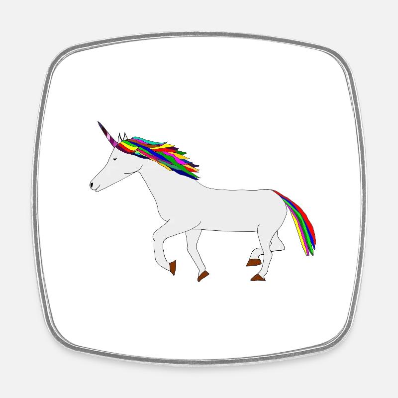 buntes Einhorn - Viereckiger Kühlschrankmagnet - Weiß