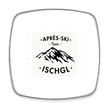 Après-Ski Ischgl - Viereckiger Kühlschrankmagnet - Weiß - Vorne