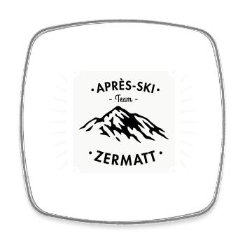 Après-Ski Zermatt - Square fridge magnet - white - Front