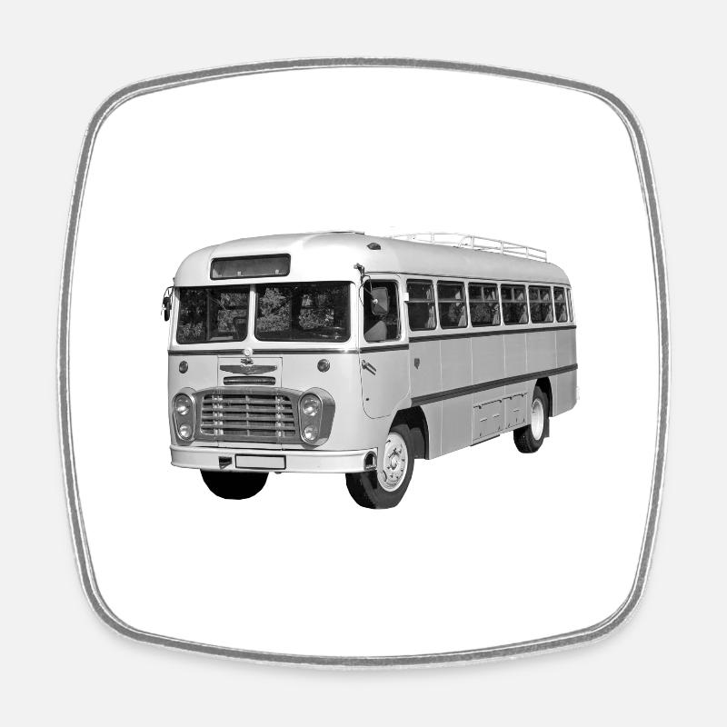Bus Ikarus 31 Ungarn DDR Ostalgie Oldtimer - Viereckiger Kühlschrankmagnet - Weiß