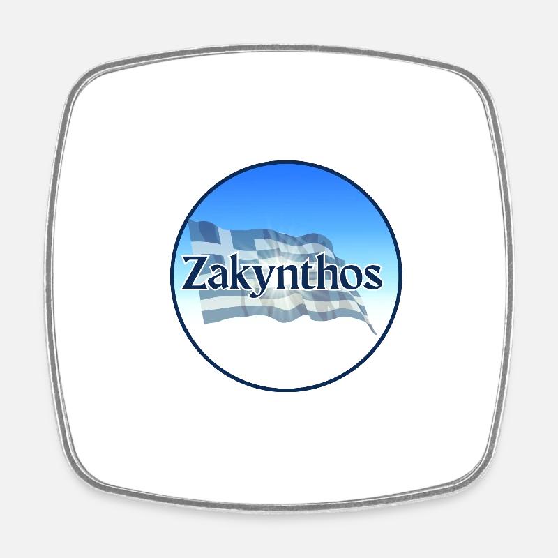 Zakynthos Grèce Drapeau grec - Magnet carré - blanc