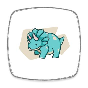 hugadino Triceratops, Dino, süßer Dinosaurier - Viereckiger Kühlschrankmagnet - Weiß - Vorne