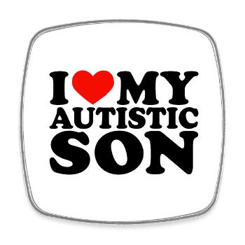 I Love My Autistic Son I Red Heart My Son - Square fridge magnet - white - Front
