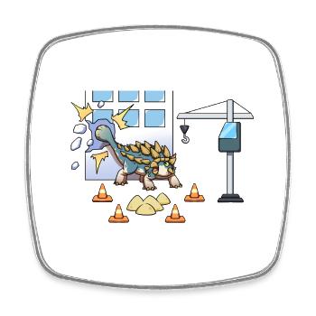 Cool Ankylosaurus Construction Site Crane Dino - Square fridge magnet - white - Front