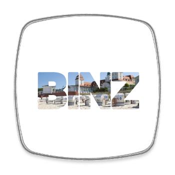 BINZ Schriftzug mit Motiv - Viereckiger Kühlschrankmagnet - Weiß - Vorne