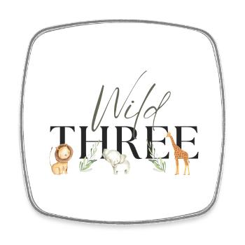 Wild One Safari third three Birthday Geburtstag3 - Viereckiger Kühlschrankmagnet - Weiß - Vorne