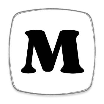Buchstabe m - Viereckiger Kühlschrankmagnet - Weiß - Vorne