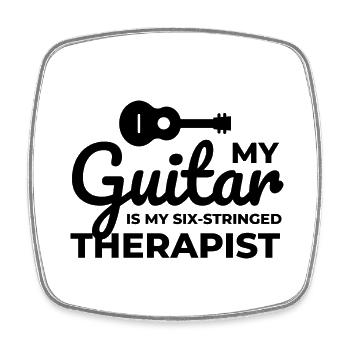 Six-Stringed Therapy: Celebrating the Guitar - Square fridge magnet - white - Front