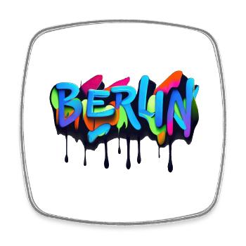 Berlin Graffiti - Viereckiger Kühlschrankmagnet - Weiß - Vorne