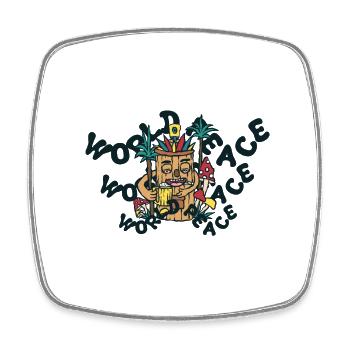 420 World Peace Tiki Style - Square fridge magnet - white - Front