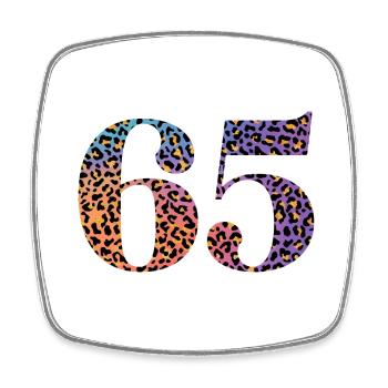 65e anniversaire léopard - Magnet carré - blanc - Devant