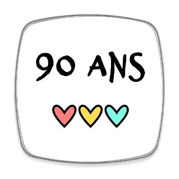 90. 90 ANS. 90e ANNIVERSAIRE. ANNIVERSAIRE 90 ANS. - Magnet carré - blanc - Devant