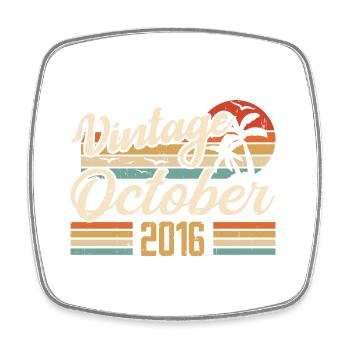 October 2016 Birthday Gift - 2016 - Square fridge magnet - white - Front