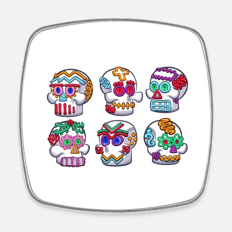 Sugar Skulls - Square fridge magnet - white