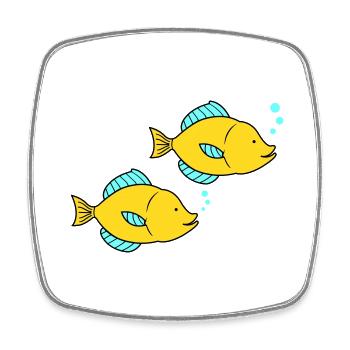 fische comic - Viereckiger Kühlschrankmagnet - Weiß - Vorne