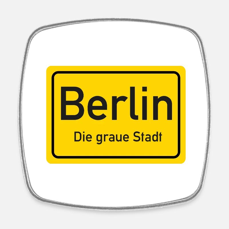 Berlin place name sign Germany - Square fridge magnet - white