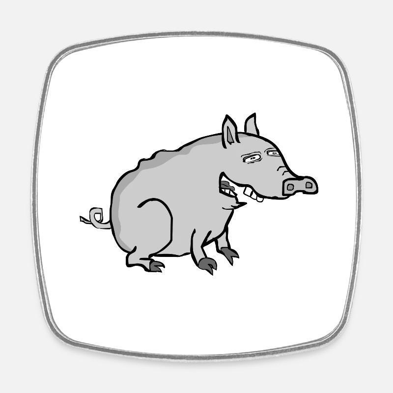 Funny Pig - Viereckiger Kühlschrankmagnet - Weiß