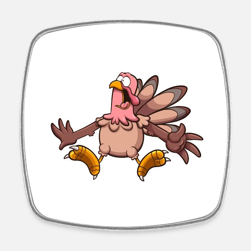 Scared Cartoon Turkey - Square fridge magnet - white