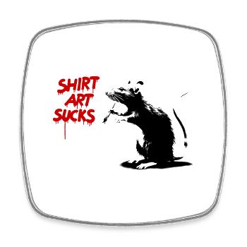 SHIRT ART SUCKS Ratten StreetArt - Viereckiger Kühlschrankmagnet - Weiß - Vorne