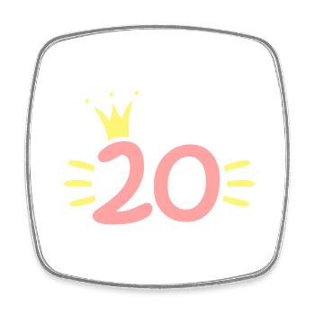20 Geburtstag Krone - Viereckiger Kühlschrankmagnet - Weiß - Vorne